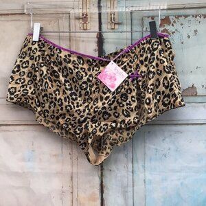 Lejaby Maison Leopard Print Boyshort Lingerie LargeTan Pink/Purple Brown Black
